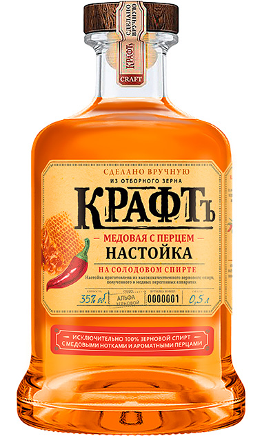 Настойка горькая «КРаФТъ МЕДОВАЯ С ПЕРЦЕМ» - 0.5 L : Настойка горькая «КРаФТъ МЕДОВАЯ С ПЕРЦЕМ»