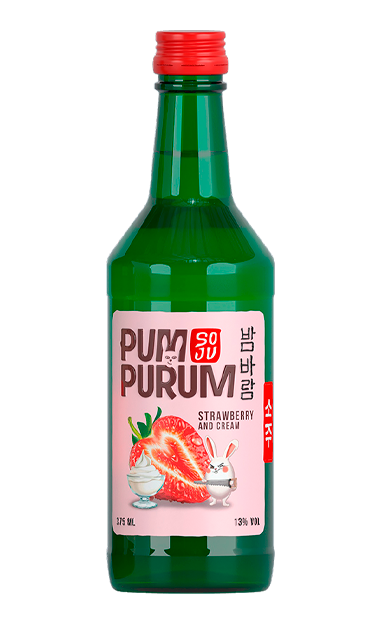Соджу <br>PUM PURUM STRAWBERRY AND CREAM <br>(ПУМ ПУРУМ «КЛУБНИКА СО СЛИВКАМИ») - 0.375 L : Соджу <br>PUM PURUM STRAWBERRY AND CREAM <br>(ПУМ ПУРУМ «КЛУБНИКА СО СЛИВКАМИ»)